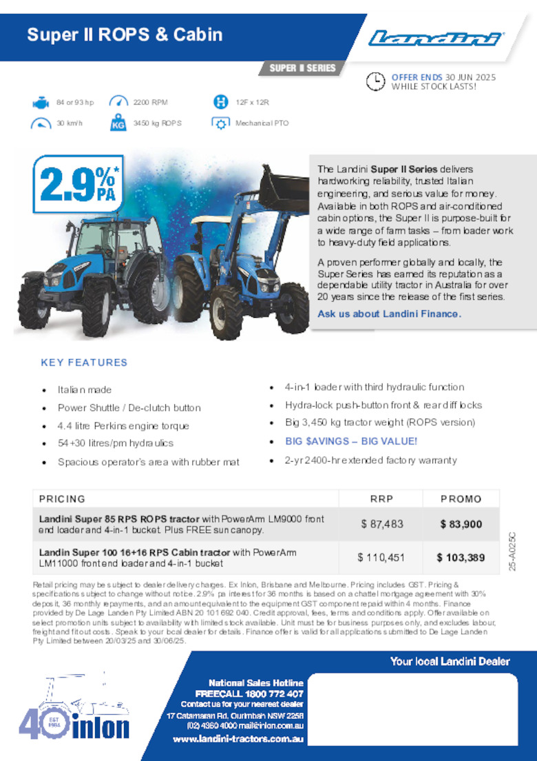 25-A025C Landini Super II Series oe 30.06